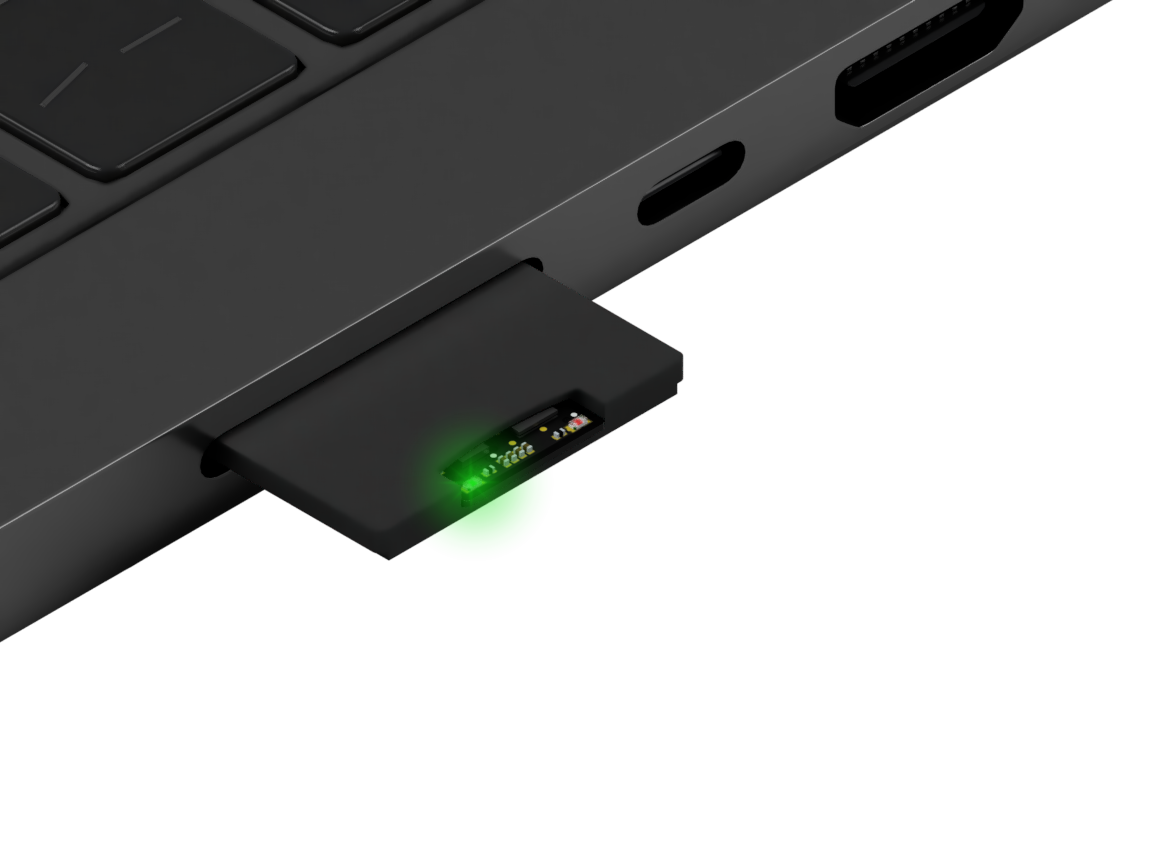 inserted C0-microSD with green led on