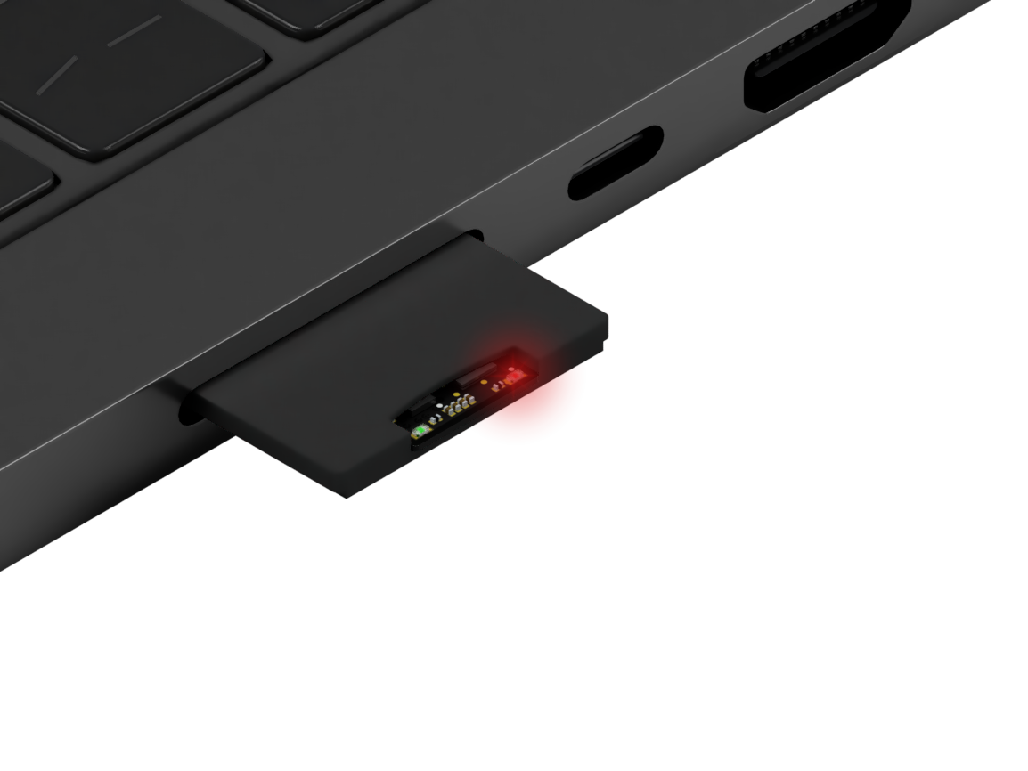 inserted C0-microSD with red led on